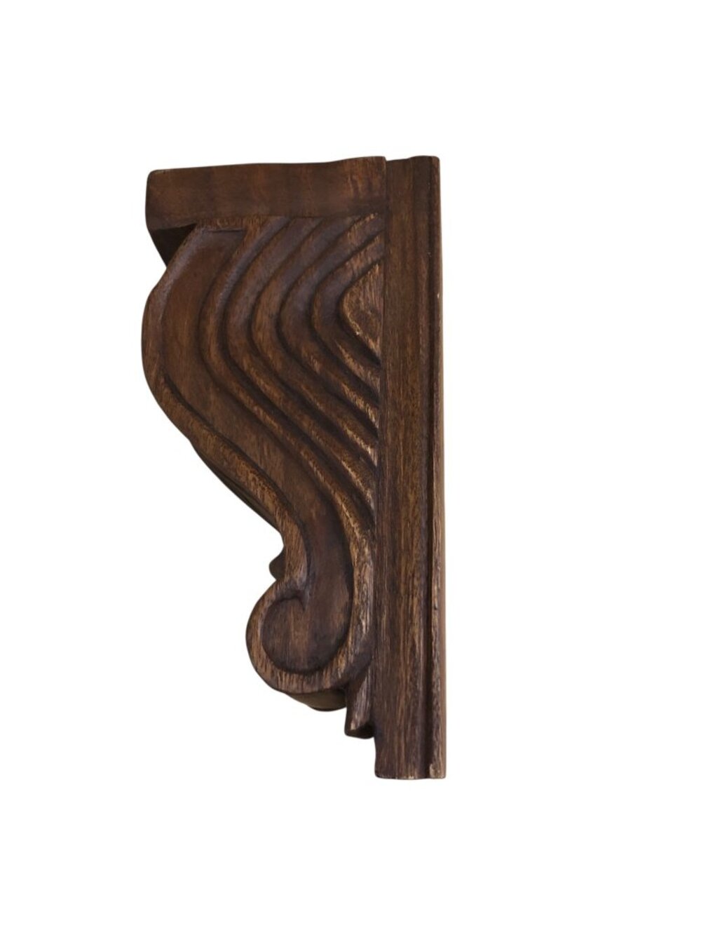 Vintage Corbel Bracket Hand Carved Cherry Wood Acanthus Carving Ready to Hang